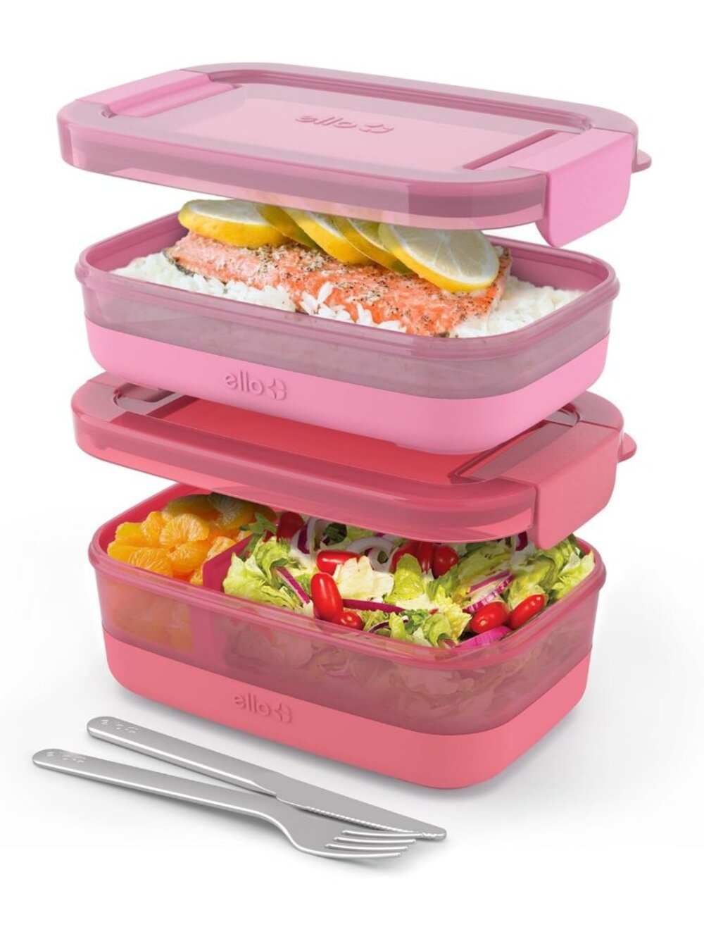 Stylish Bento Box Lunch Set - 2-Pack Stackable Containers for Meal Prep